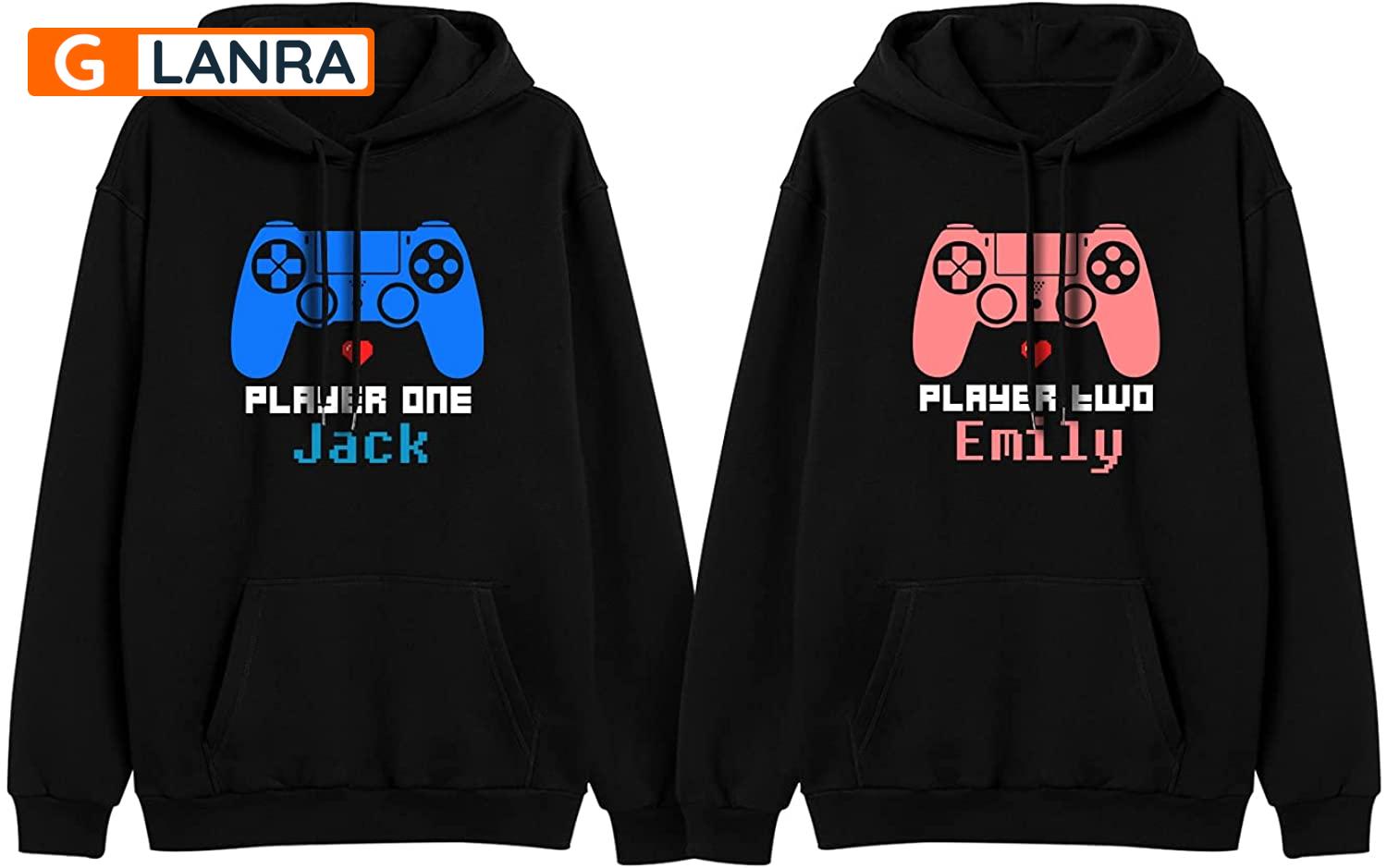 Personalized Player One Player Two Hoodie, Custom Gaming Couple Hoodie, Couple Hoodie, Video Game Hoodie, Husband Wife Unisex Sweater, Sweatshirt