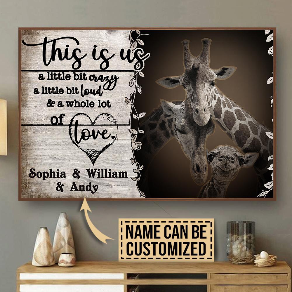 Aeticon Gifts Personalized Giraffe Kid A Little Bit Of Canvas Mom Dad Gift Home Decor