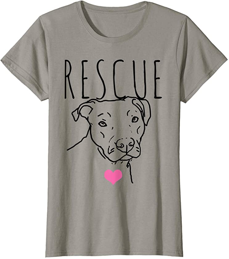 Womens Dog Rescue Pitbull Cute Heart Adopt Pet Animal Dog Lover T-Shirt