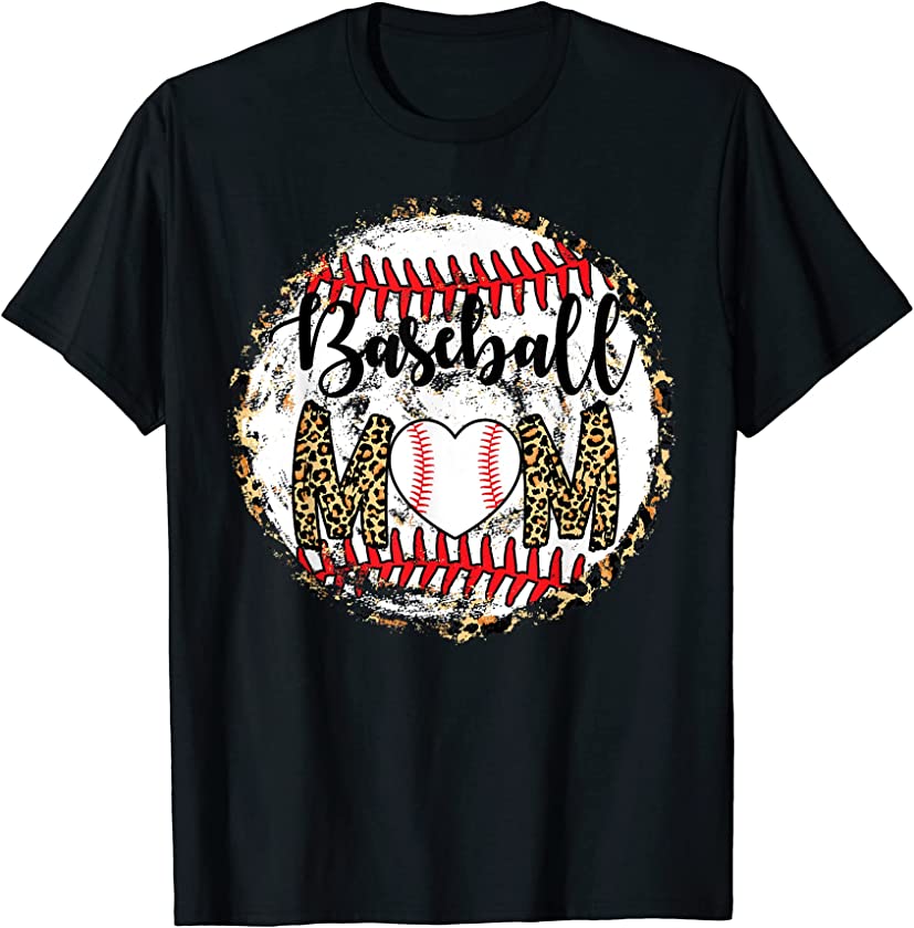 Baseball Mom Leopard Funny Softball Mom Mother’s Day 2022 T-Shirt