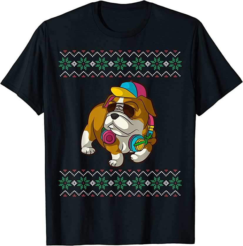 Ugly Christmas Sweater American Bulldog Bully Dog T-Shirt