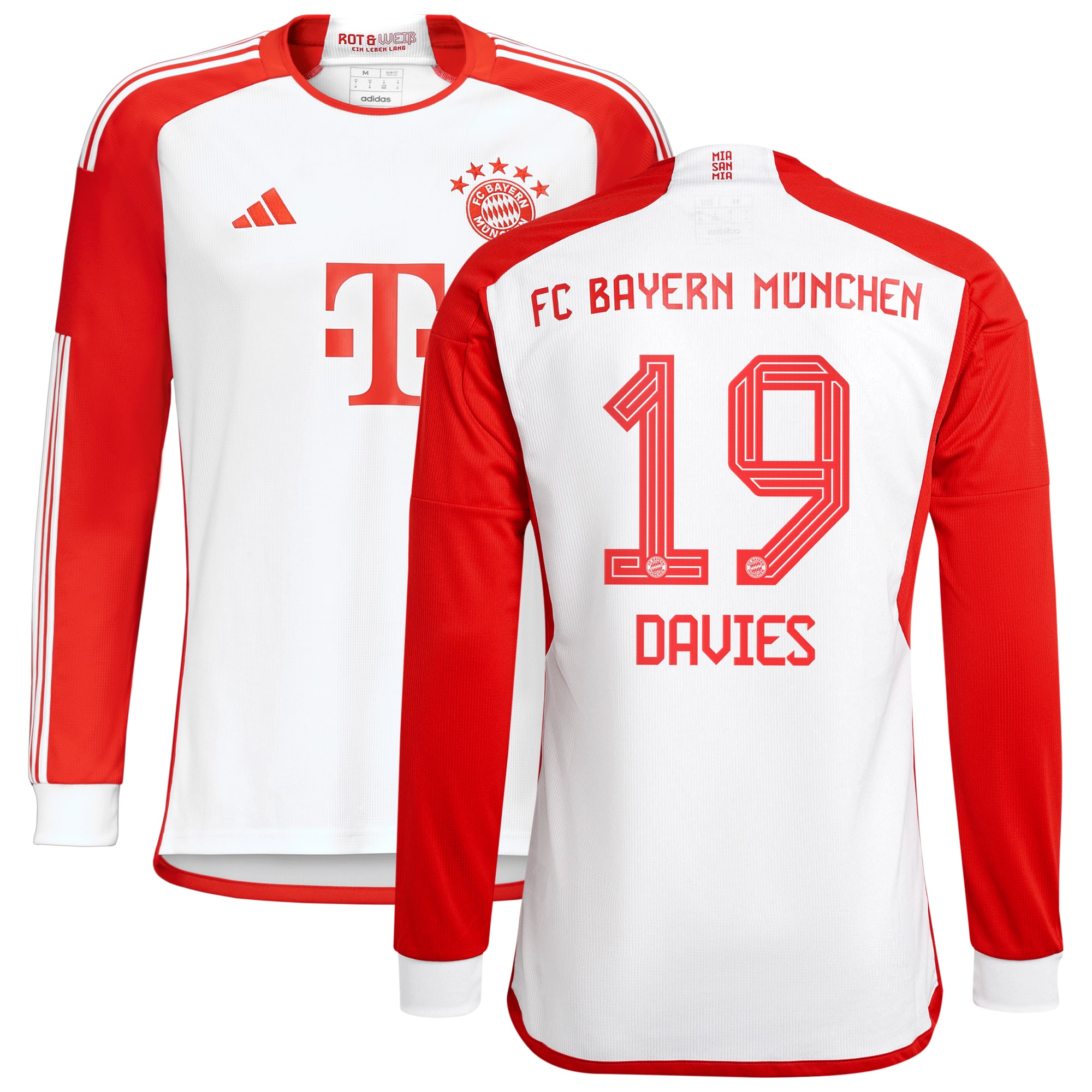 Alphonso Davies Bayern Munich 2023/24 Home Replica Long Sleeve Jersey – White