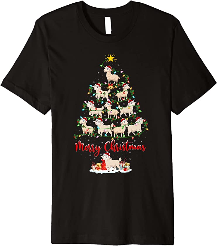 Sheep Animal Lover Matching Santa Sheep Christmas Tree Premium T-Shirt