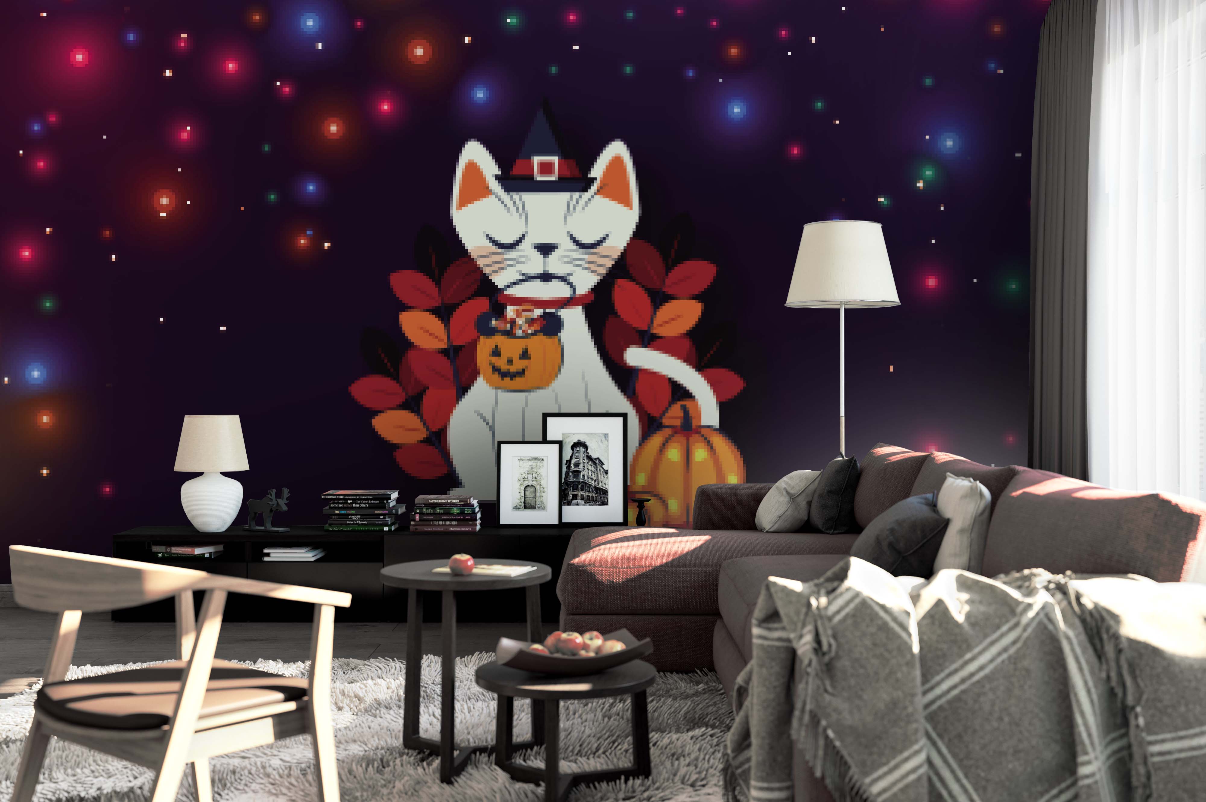 3D Halloween Cat Wall Mural Wallpaper 61