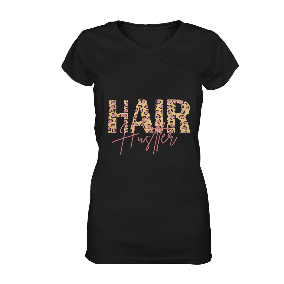 Hair Hustler Leopard Ez09 0809 Women V-Neck T-Shirt