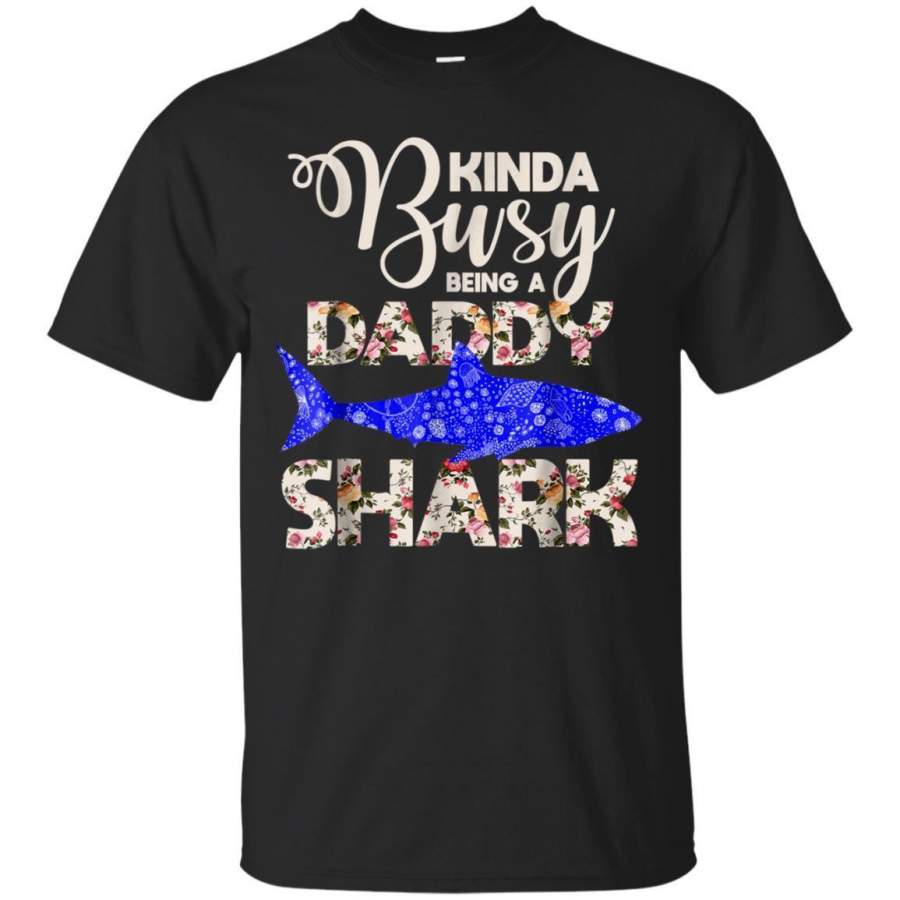 AGR Mens Kinda Busy Being A Daddy Shark Casual Tshirt Gift For Dad Jaq T-shirt