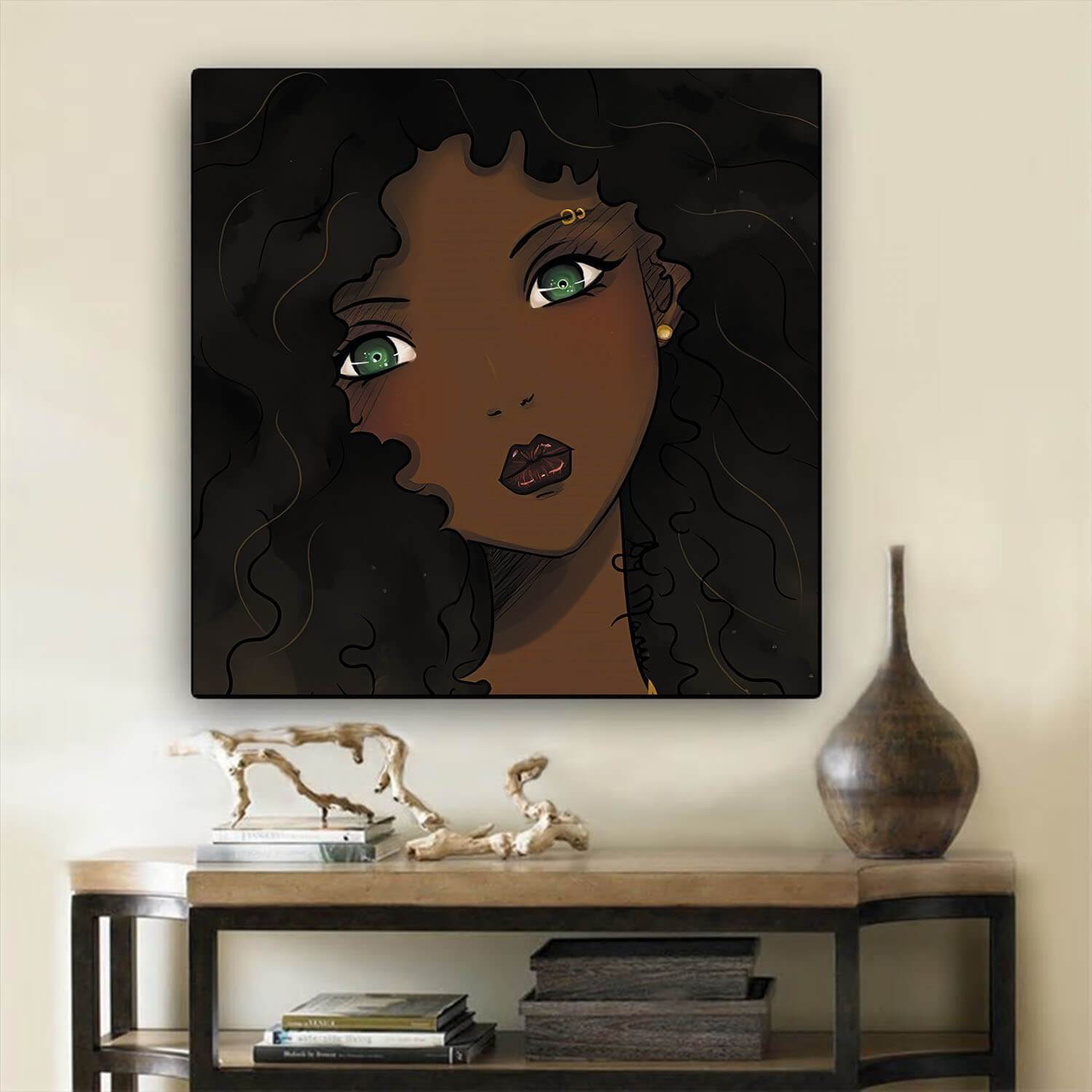 African American Canvas Art Cute Girl With Afro Black History Wall Art Afrocentric Home Decor BPS69670