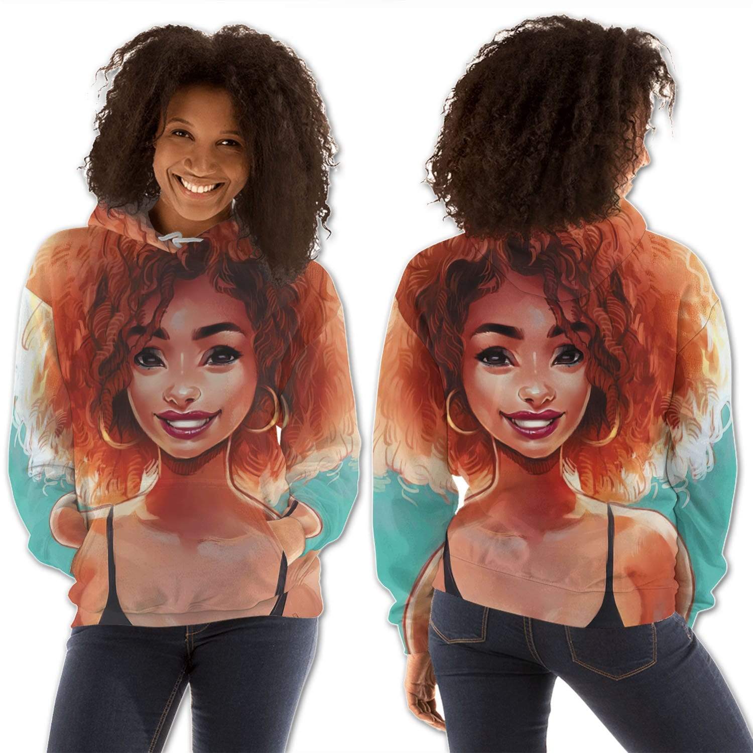 African American Hoodies Beautiful Afro American Woman Modern Afrocentric Clothing