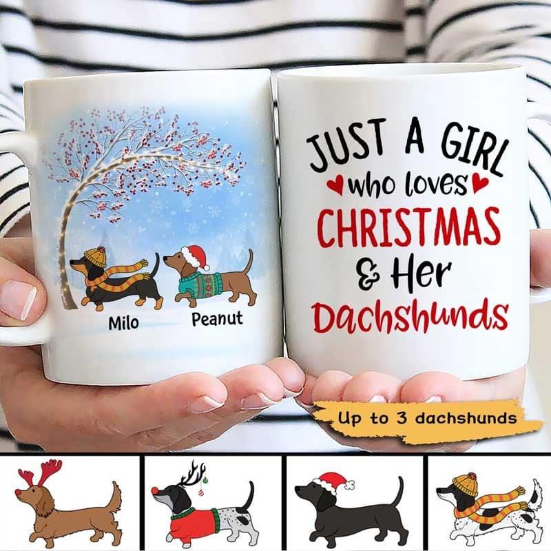 Dachshund Under Berry Tree Gift For Dog Lovers Personalized Mug