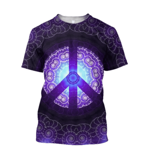 Purple Hippie Peace Sign 3D All Over Print Shirts For Men & Women, Gift For Hippie Soul, Hippie Lover