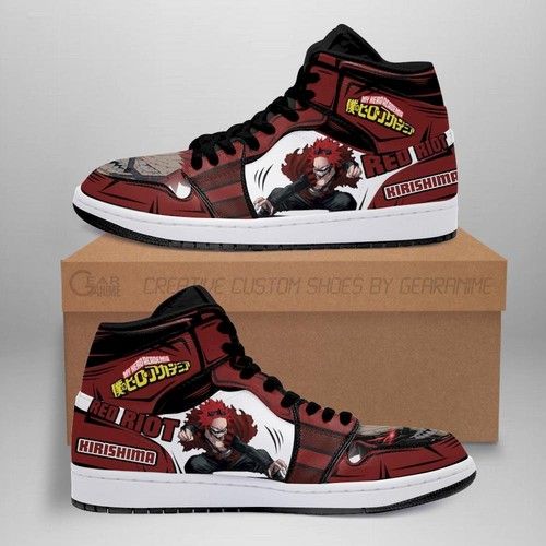 Eijiro red riot jordan sneakers custom my hero academia anime shoes mn
