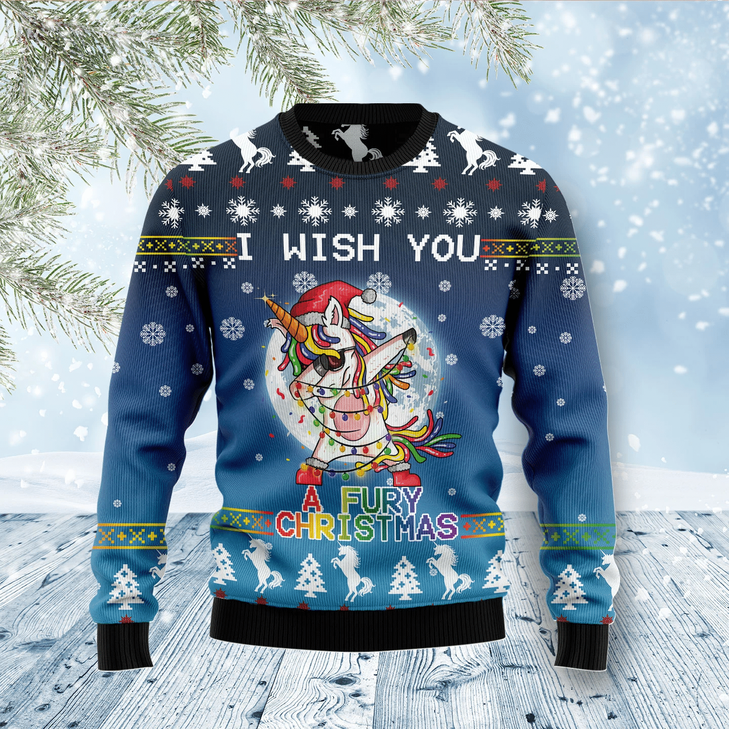 Unicorn Fury Christmas Ugly Sweater