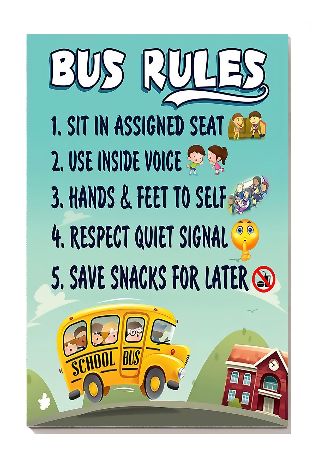 Bus Rules Bus Knowledge Wall Art For Bus Decor Wrapped Canvas