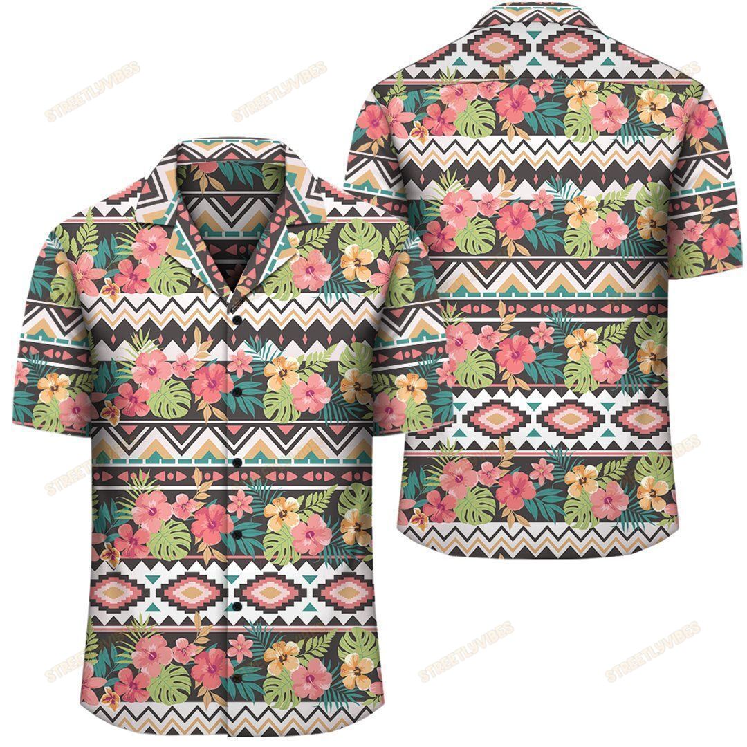 Hawaiian Hibiscus Ethnic Mix Tropical Flower Shirt Ah Ha83193