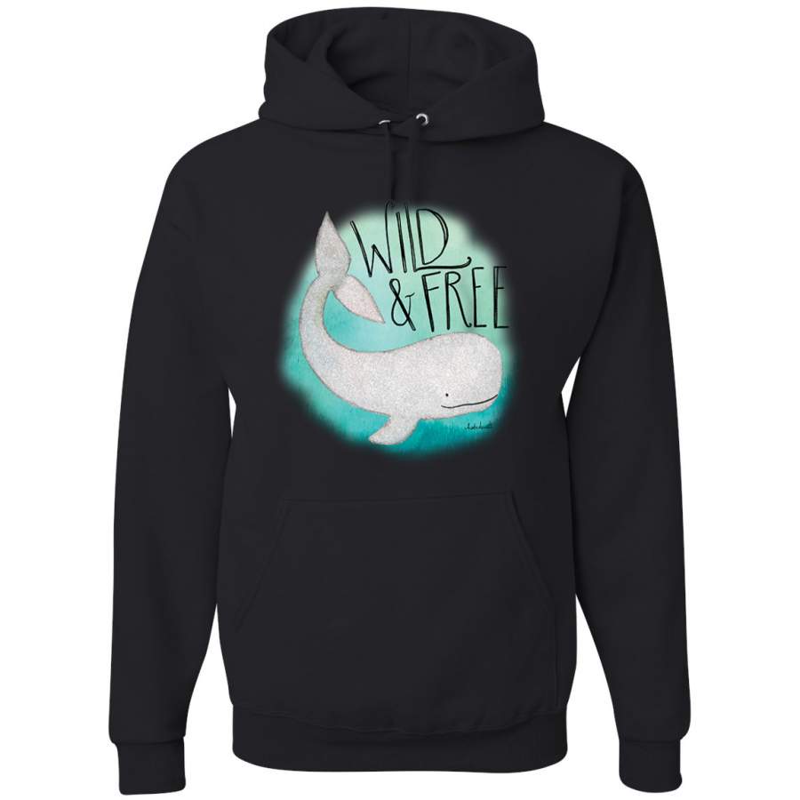 Cute Nautical Whale Wild and Free Animal Lover Graphic Hoodie Sweatshirt