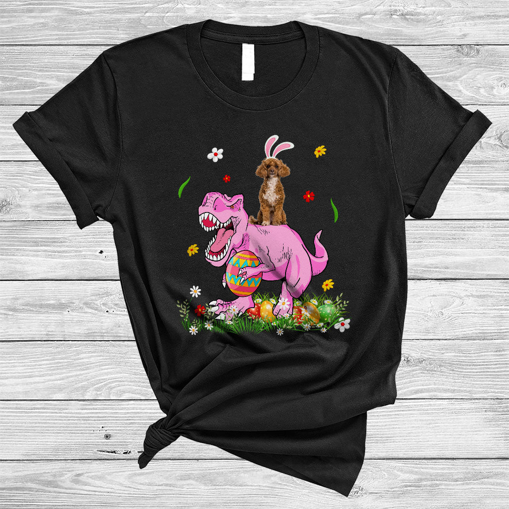 Bunny Poodle Riding T-Rex Cute Happy Easter Day Egg Hunt Flower Dog Lover Gifts T-Shirt