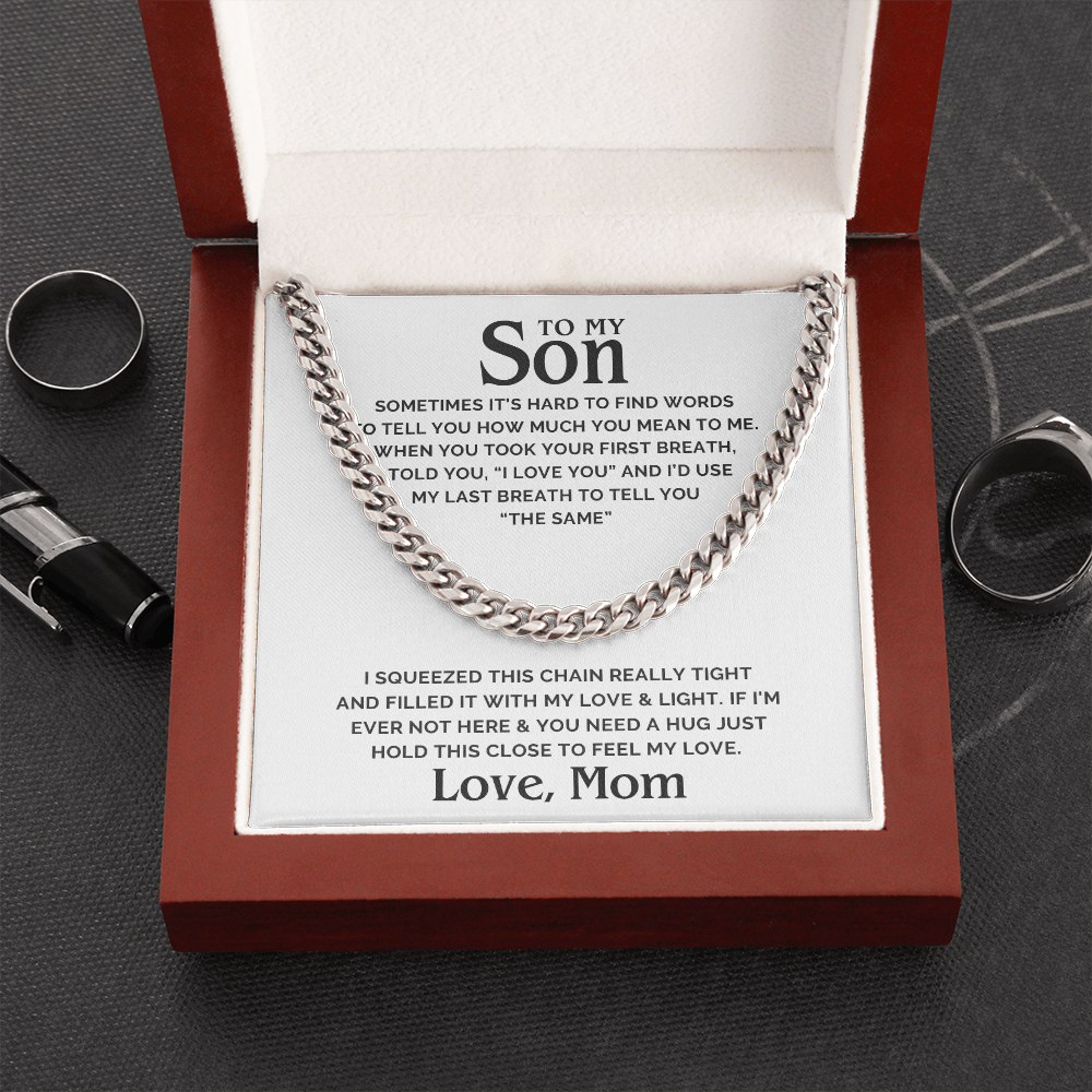 To My Son Necklace – Cuban Link Chain Necklace, Gift For Son From Mom, Son Birthday Gift, Christmas Gift For Son