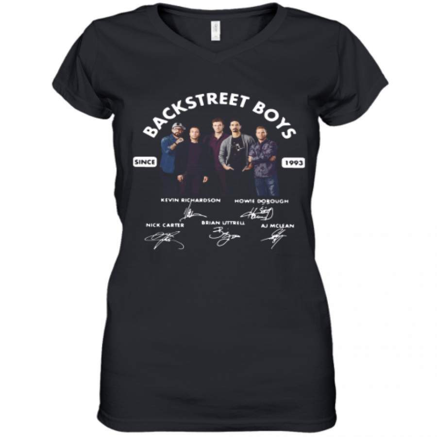 Backstreet Boys Since 1993 Signatures Women's V-Neck T-Shirt