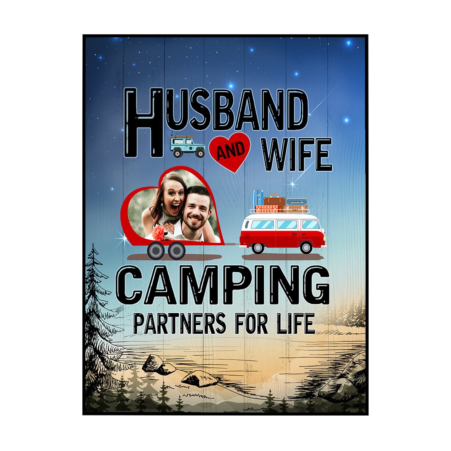 Personalized Wall Art Poster Board Print Valentine Day Gift Ideas For Him Her Men Women Boyfriend Girlfriend Husband Wife Couple – Custom Photo Camping Partners For Life H122412 – PersonalizedWitch