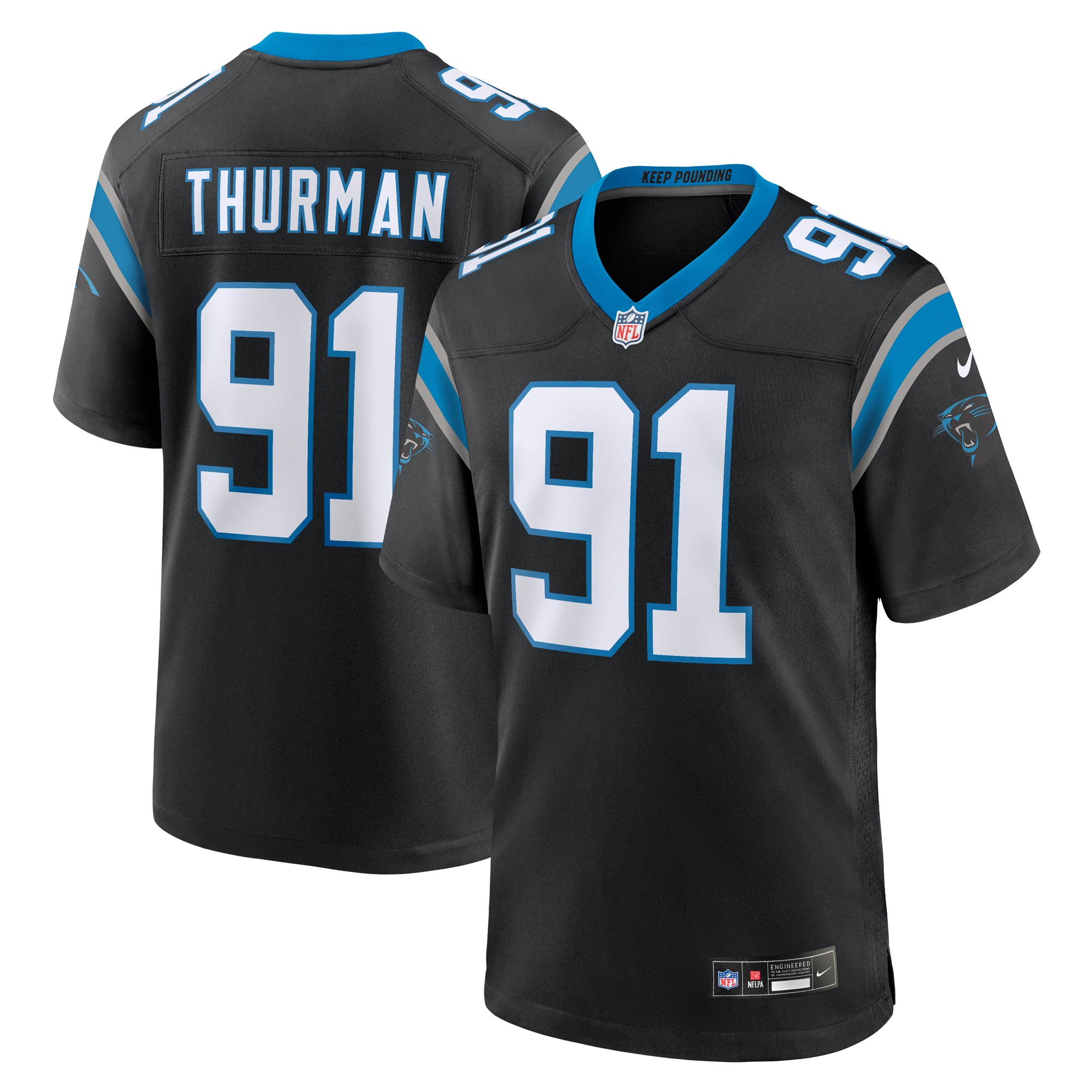 Nick Thurman Carolina Panthers Team Game Jersey – Black