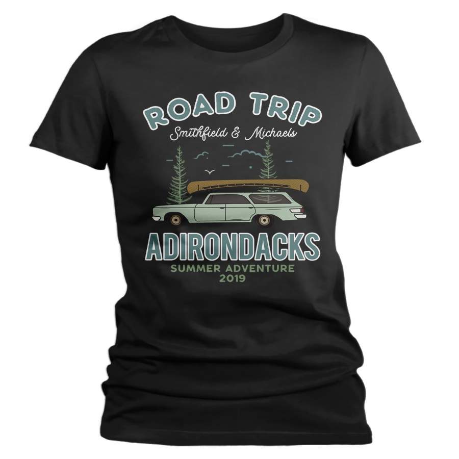 Women’s Personalized Vintage Road Trip T Shirt Custom Camping Shirts Adventure T Shirt Personalized Shirts