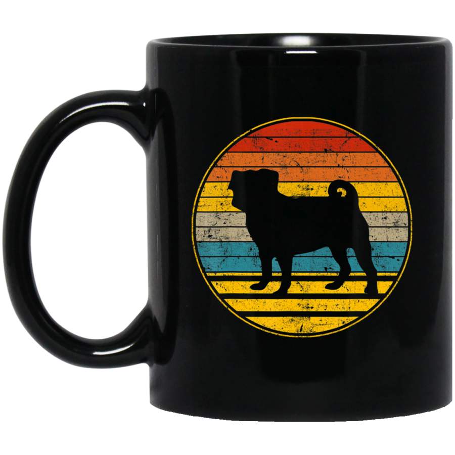 Vintage Retro Sunset 70s Pug Dog Coffee Mug