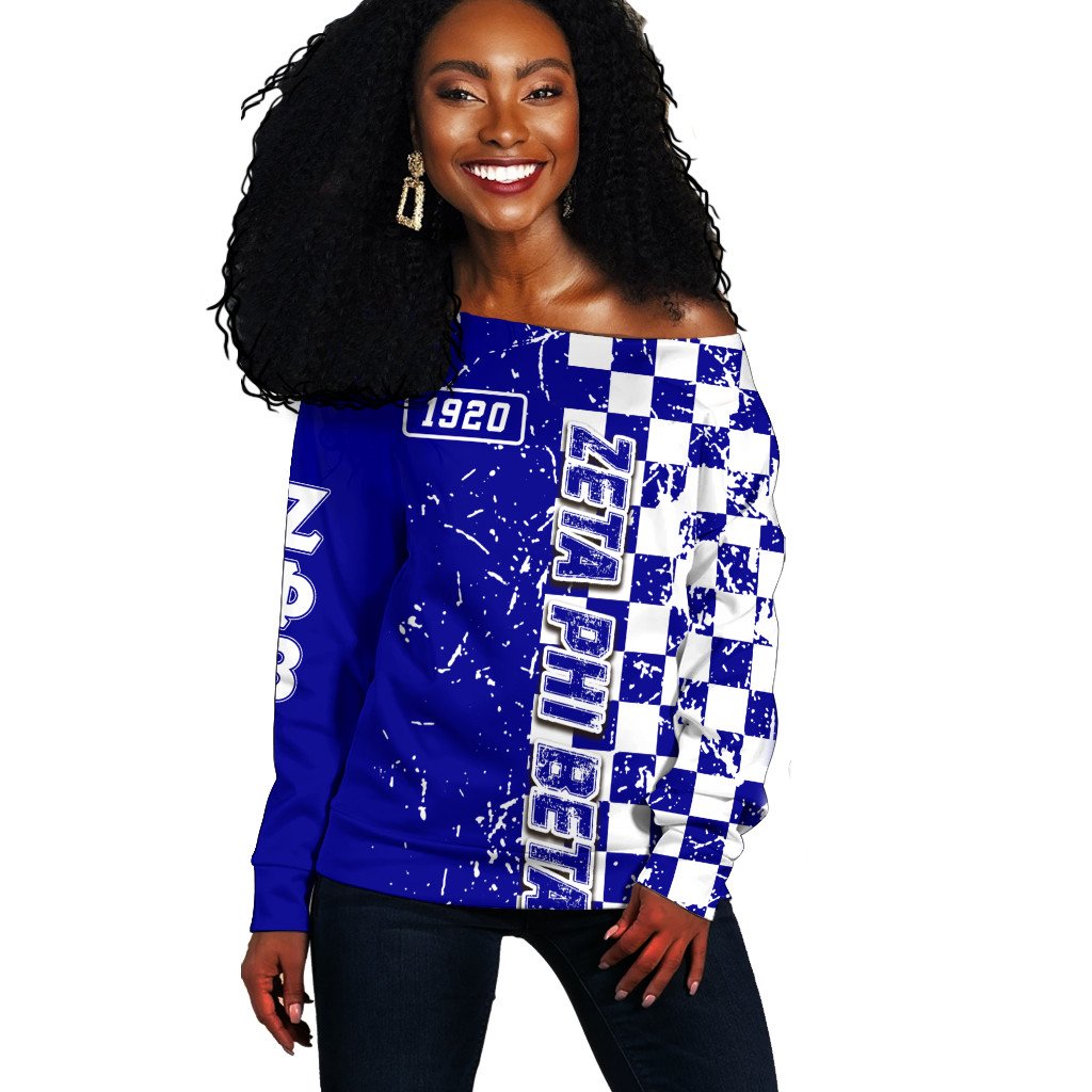 Sorority Sweatshirt – Zeta Phi Beta Caro Style Off Shoulder Sweatshirt