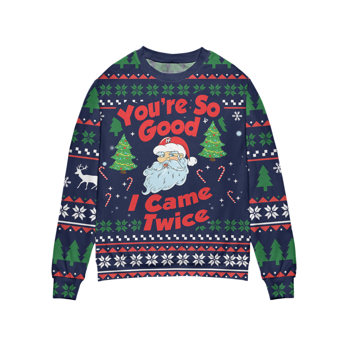 You’Re So Good I Came Twice Christmas All Over Print Sweater, Funny Santa Ugly Sweater Shirt