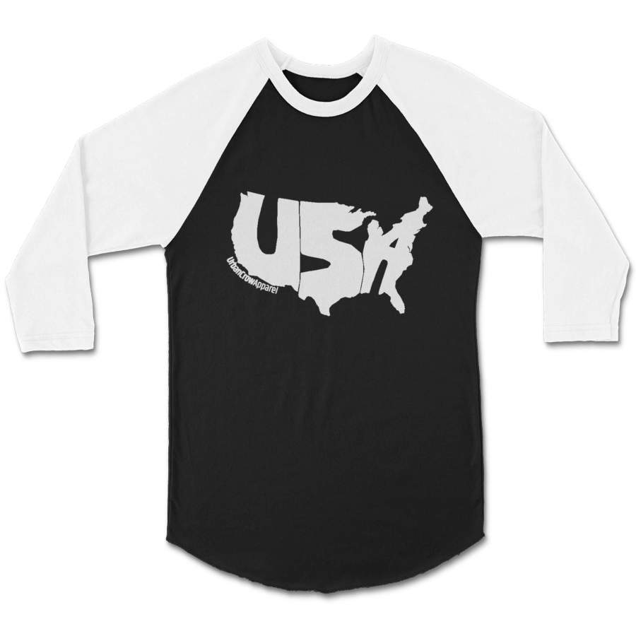 Usa 4th Of July Independence Day Patriotic Merica Urban Crow Memorial Day CPY Unisex 3/4 Sleeve Baseball Tee T-Shirt