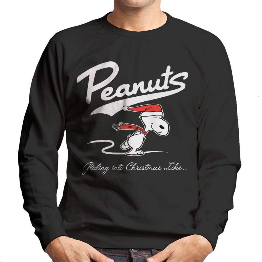 Peanuts Snoopy Gliding Into Christmas Like Men’s Sweatshirt
