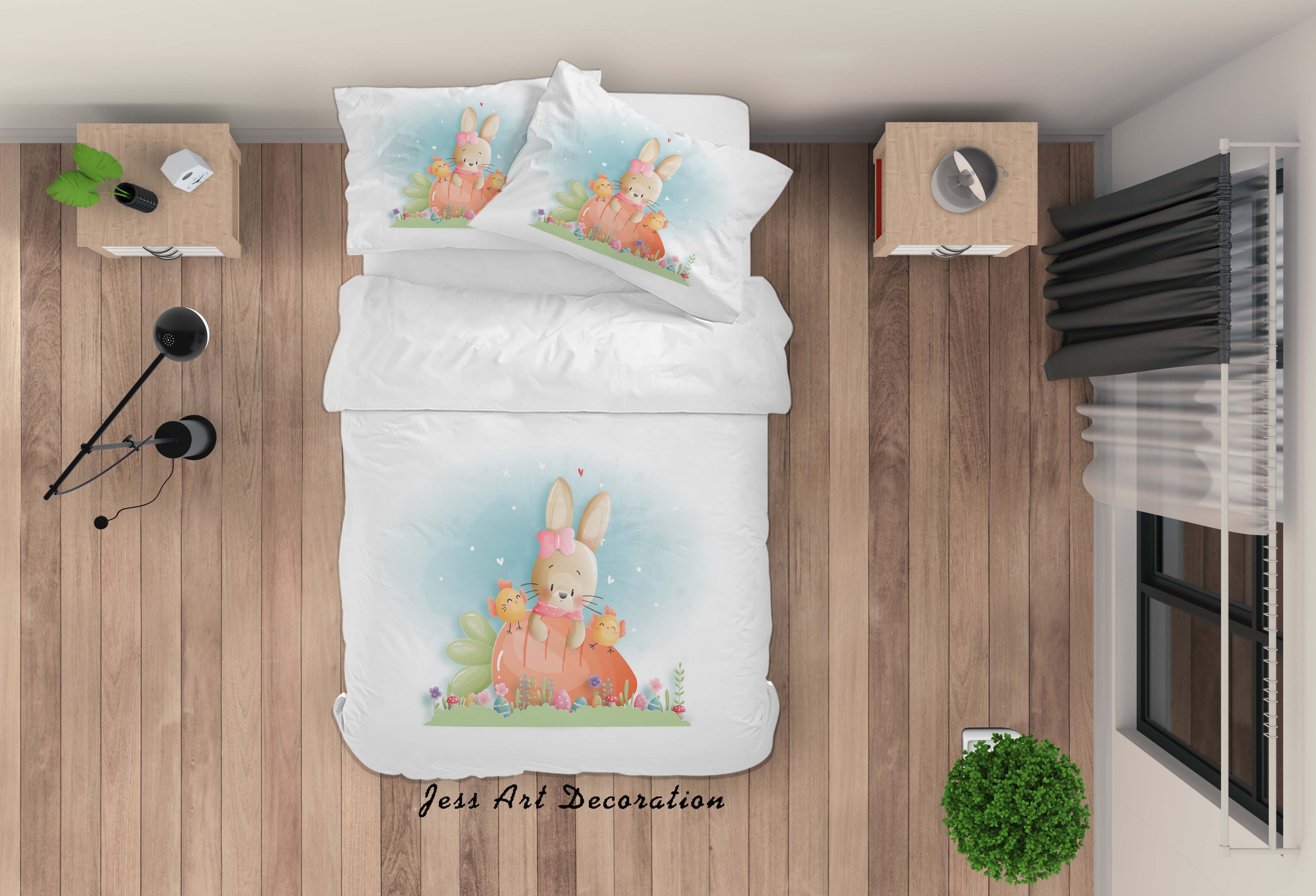 3D Rabbit Chick Carrot Quilt Cover Set Bedding Set Duvet Cover Pillowcases Sf73