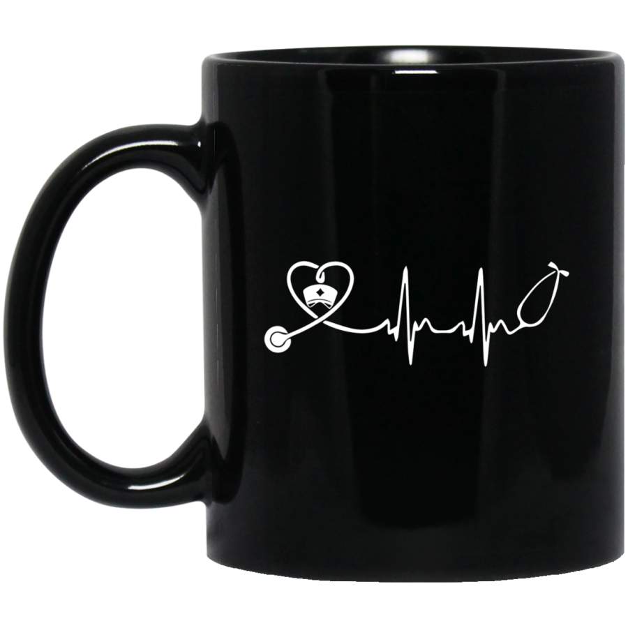 Cute Nurse Stethoscope Heartbeat 11oz 15oz Black Mug Happy Easter Day Funny Colors Eggs Bunny Ears Peeps Cute