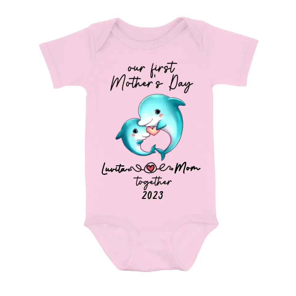 Custom Personalized Baby Onesie/T-Shirt – Mother’S Day Gift Idea For Baby/Mom – Our First Mother’S Day Together 2023