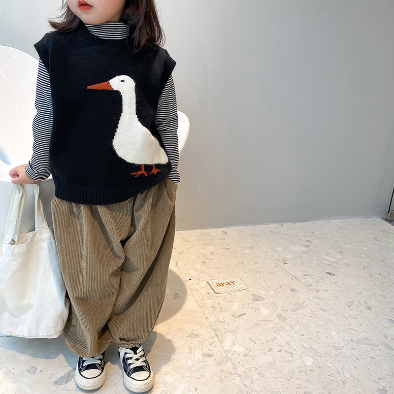 Sweater loose knit vest girls duck wool vest baby fall/winter P4449 alx