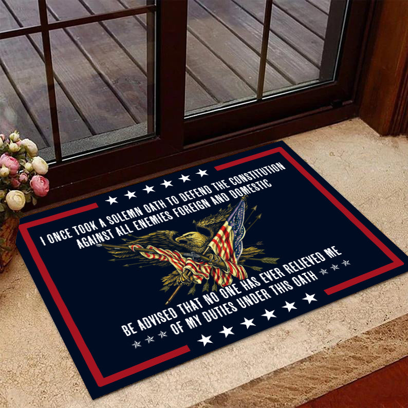 Veteran Doormat, Welcome Rug, I Once Took A Solemn Oath To Defend The Constitution Door Mats