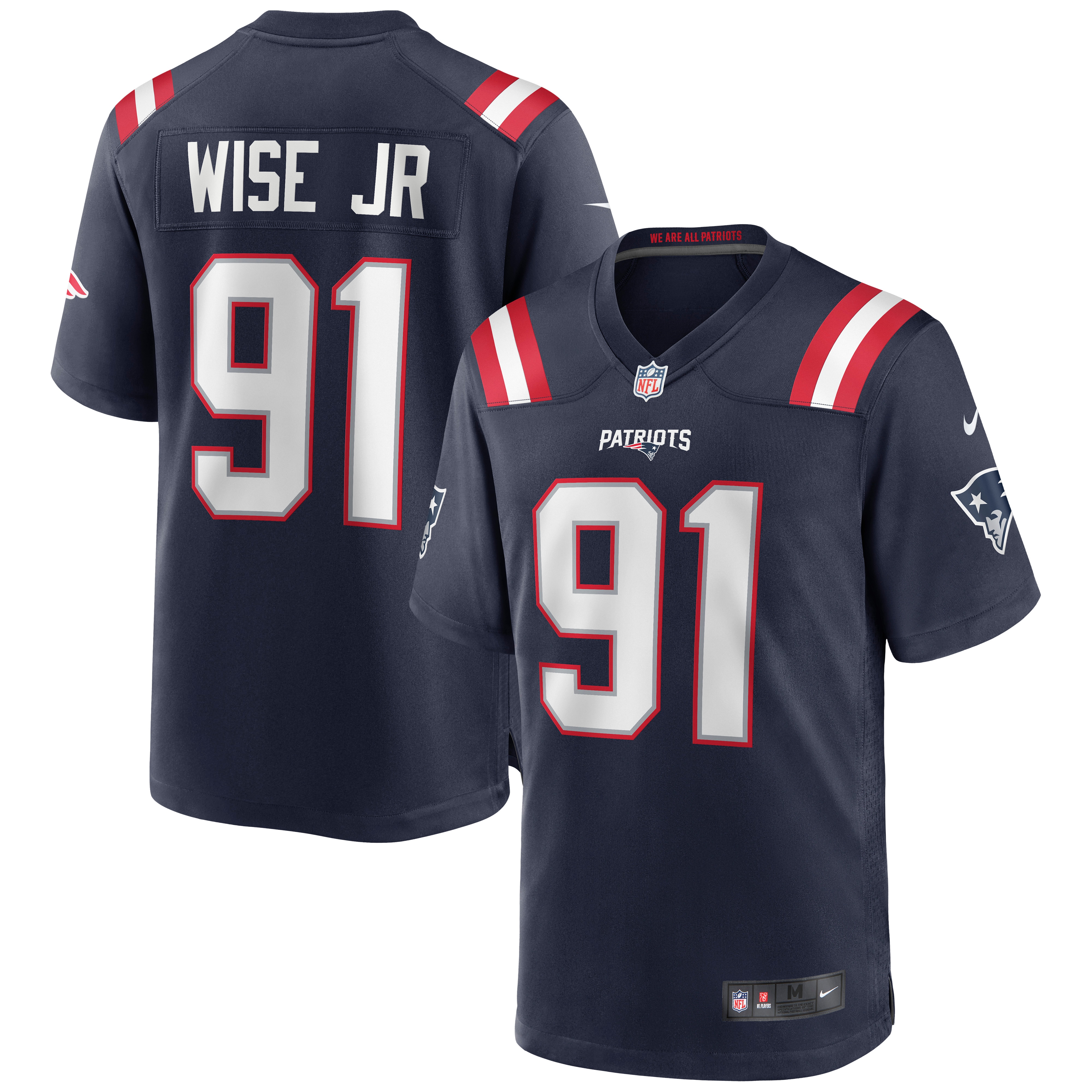 Men’s New England Patriots Deatrich Wise Jr. Navy Game Jersey