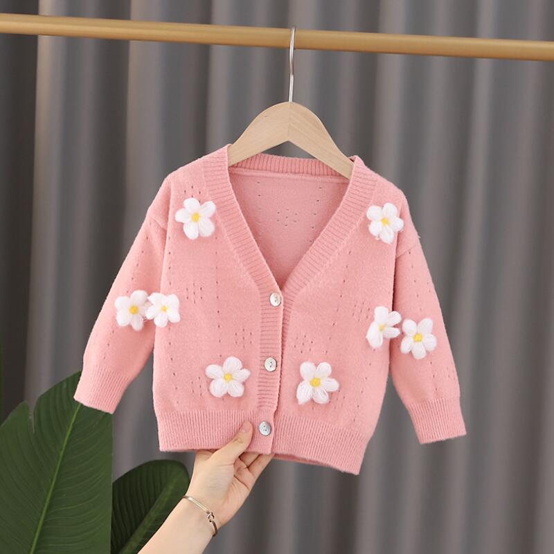 Baby Sweater Toddler Clothes Kids Cotton Knitted Sweater Flower Girls Cardigan Long Sleeve Girls Jacket Coat Children Outerwear alx