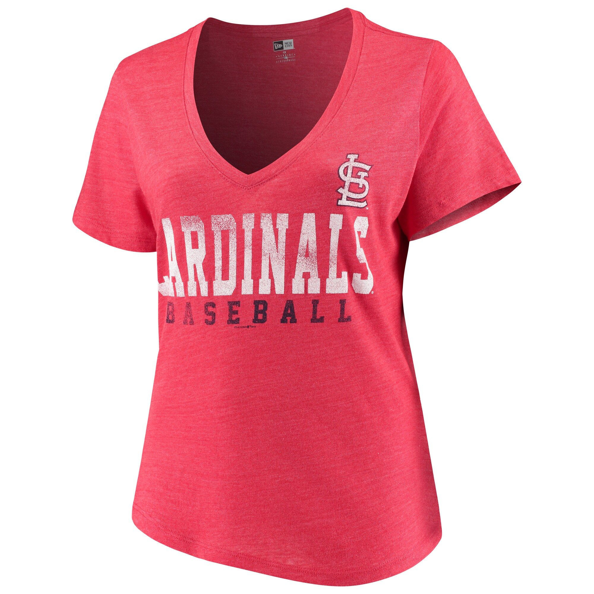 Women’S 5Th & Ocean By New Era Red St. Louis Cardinals Plus Size Tri-Blend Jersey V-Neck T-Shirt