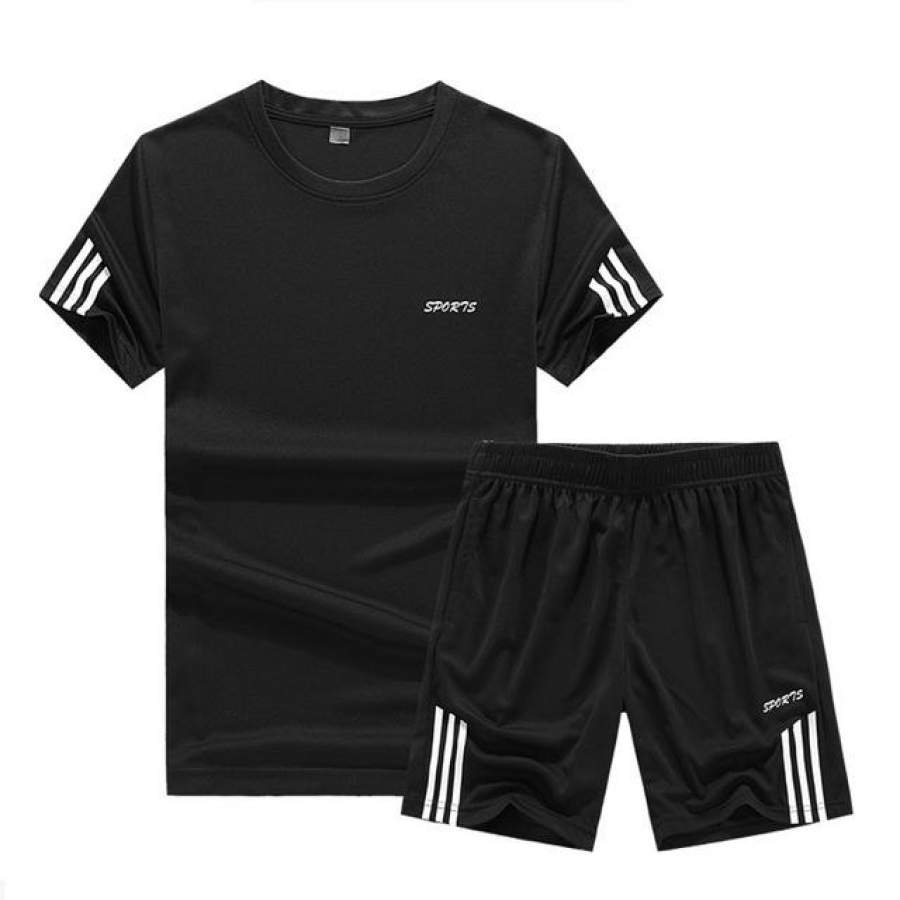 men Shorts Summer slim T shirt Men Letter Printed Sport suit Set  Male Famous men’s sportswear