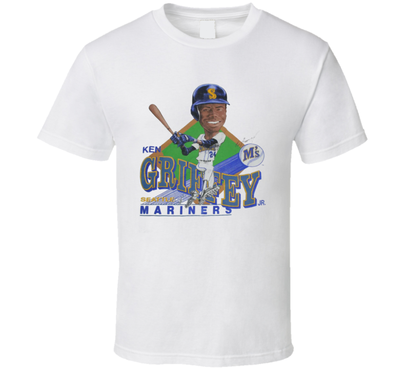 Ken Griffey Jr Seattle Baseball Legend Retro Caricature T Shirt
