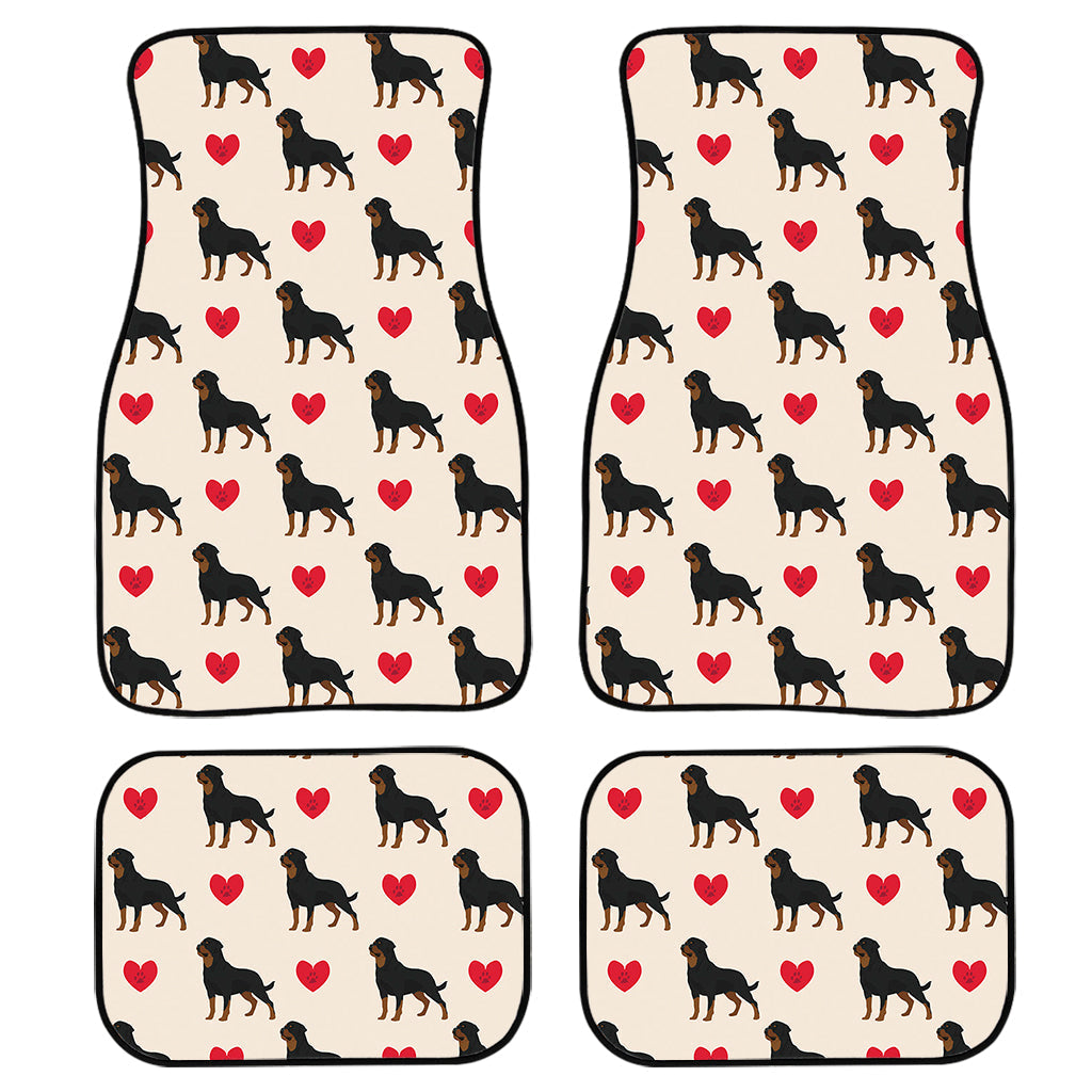 Love Rottweiler Pattern Print Front And Back Car Floor Mats, Front Car Mat