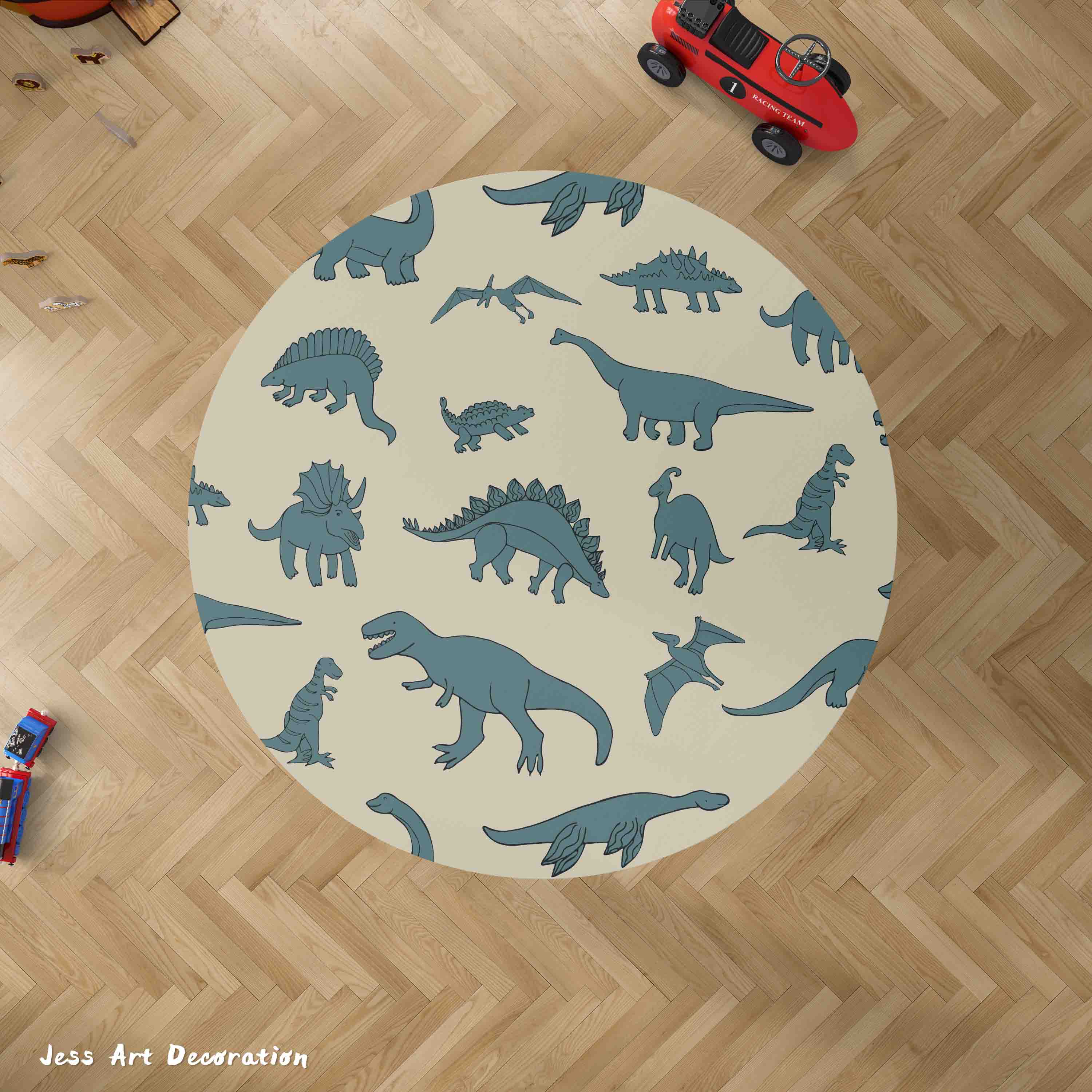 3D Cartoon Animal Dinosaur Kids Non-Slip Round Rug Mat 140