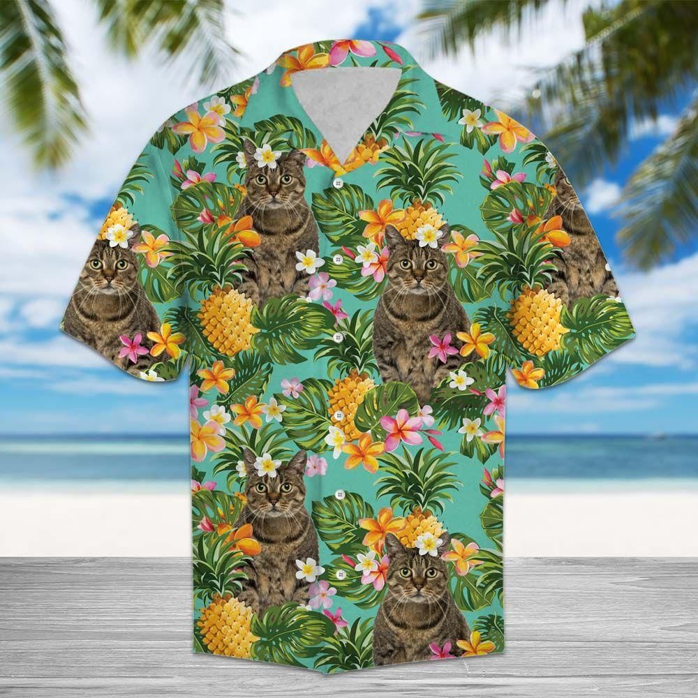 Tropical Pineapple European Shorthair Aloha Hawaiian Shirt Colorful Short Sleeve Summer Beach Casual Shirt For Men And Women