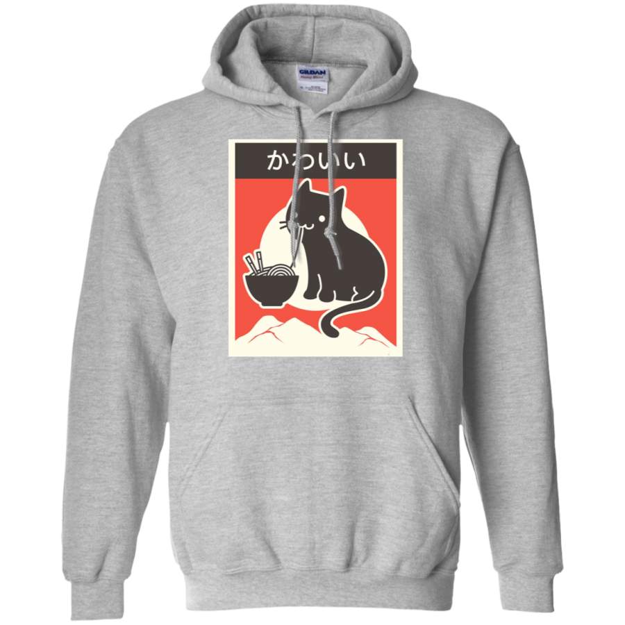 AGR Kawaii Vintage Style Japenese Ramen Cat Gildan Pullover Hoodie