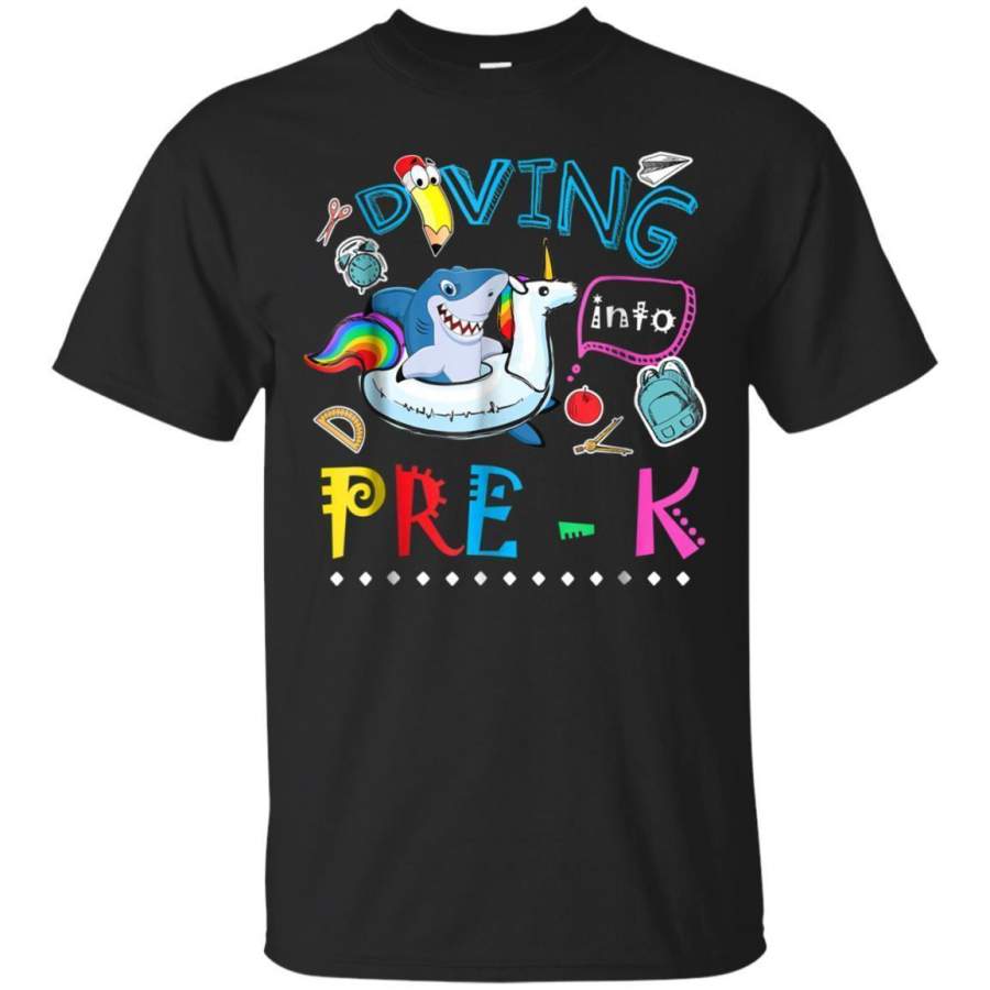 AGR Diving Into Pre  K Funny Shark Back To School T Shirt Jaq T-shirt