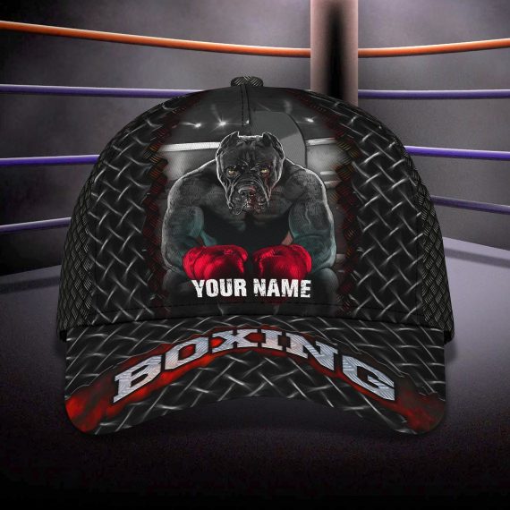 Pitbull Boxing Personalized Name All Over Print Classic Cap For Dog Lovers