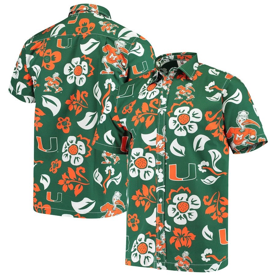 Miami Hurricanes Green Team Floral Hawaii Shirt Ha83967