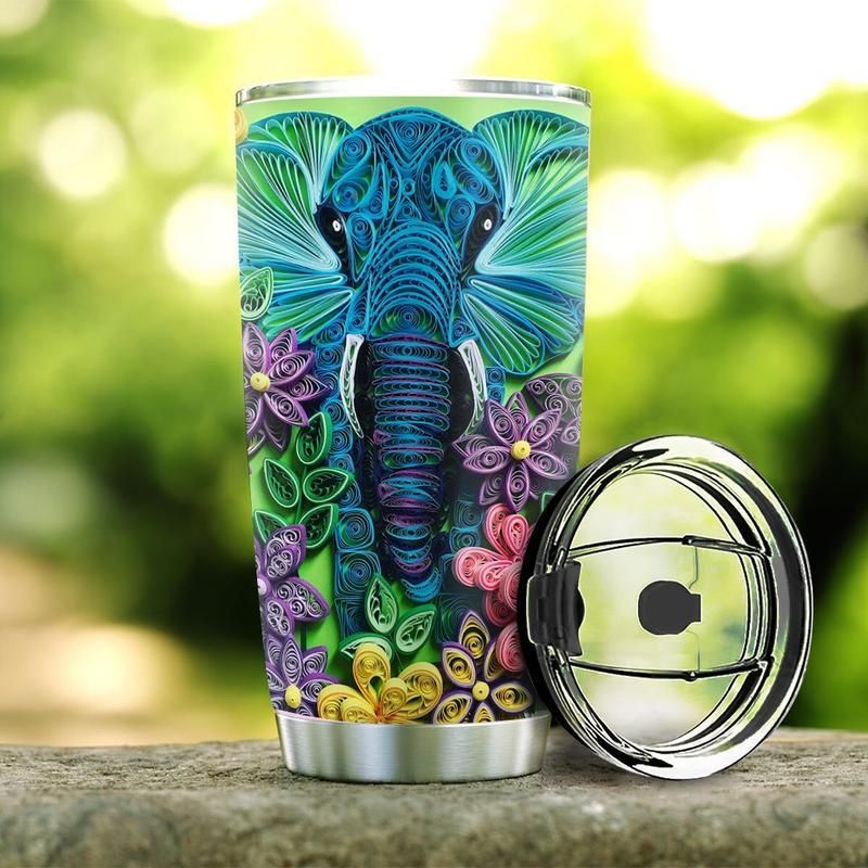 Blueztumbler Elephant Paper Craft Style Stainless Steel  Cup