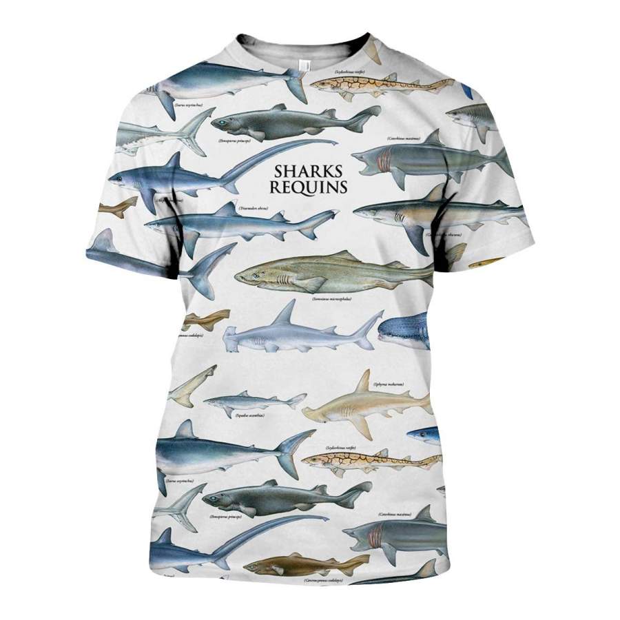 3D All Over Printed Sharks Requins Shirts And Shorts