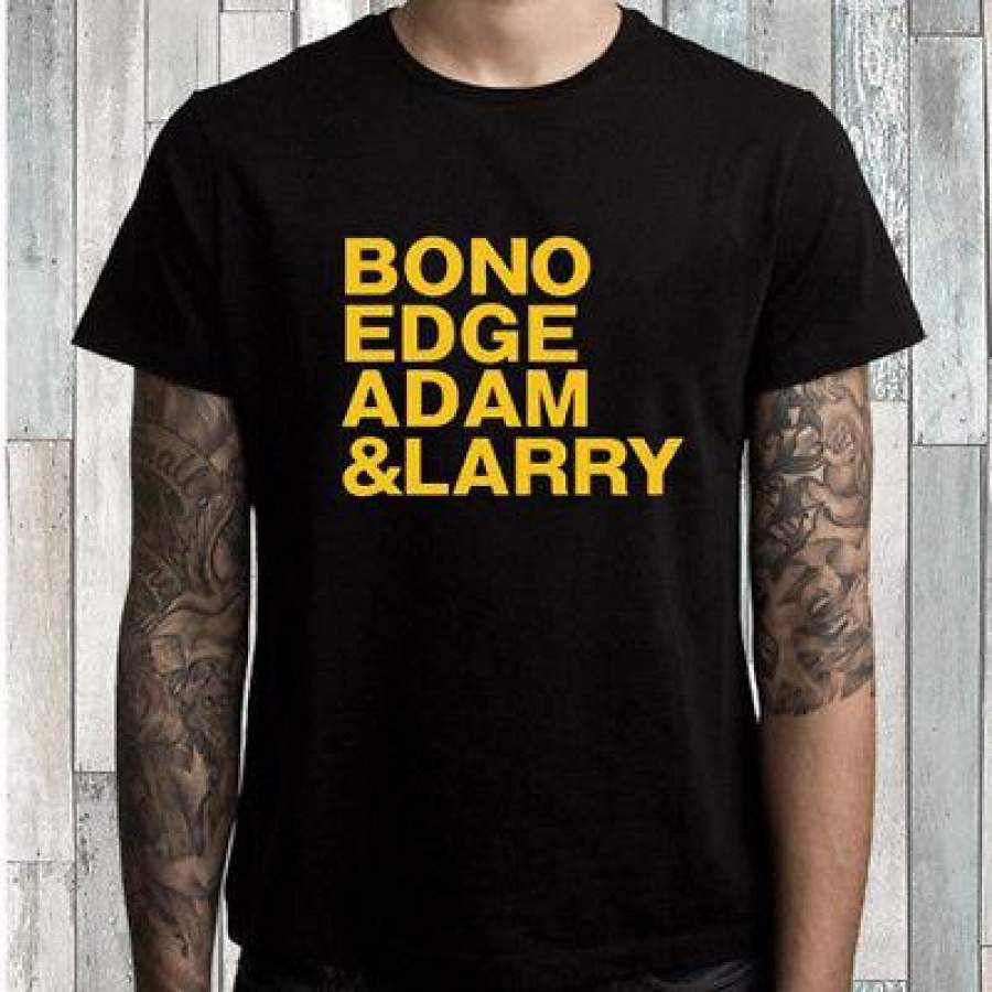 U2 Bono Edge Adam Larry Rock Band Logo Men’S Black T-Shirt Size S M L Xl 2Xl 3Xl